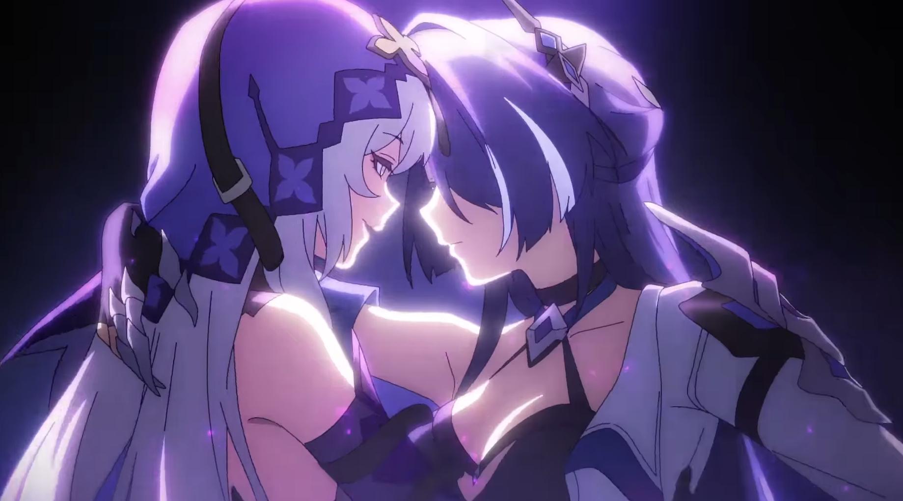 Honkai: Star Rail Animated Short: Rondo Across Countless Kalpas screenshot of Acheron and Black Swan dancing.